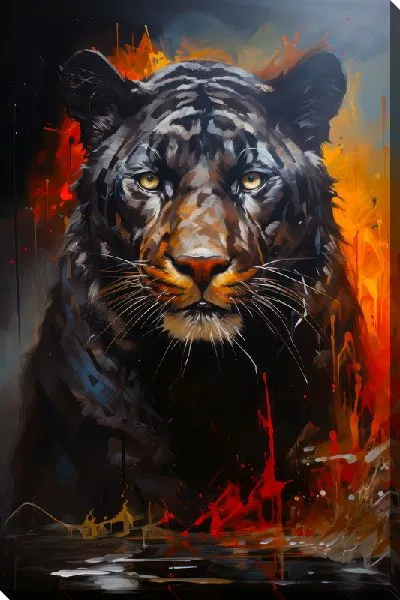 Картина маслом Пантера в стиле мастихин №10
