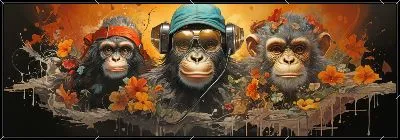 Картина Три обезьяны на желтом фоне