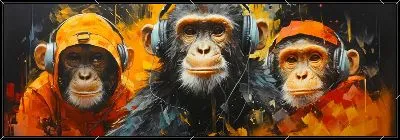 Картина Три обезьяны слушают музыку №9