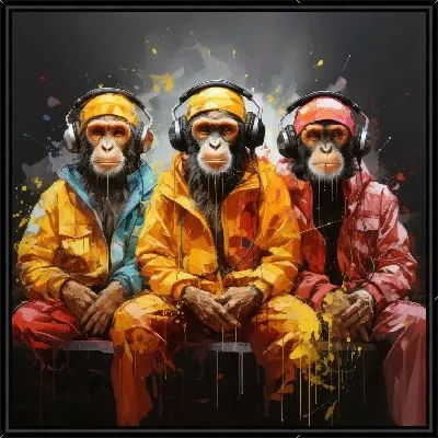 Картина Три обезьяны слушают музыку №10