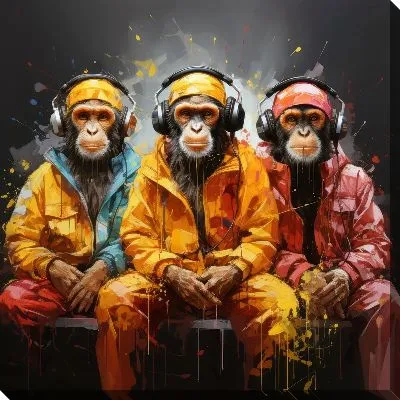 Постер Три обезьяны слушают музыку №10