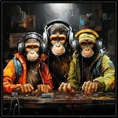 Картина Три обезьяны слушают музыку №11