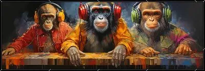 Картина Три обезьяны слушают музыку №14