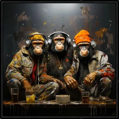 Картина Три обезьяны слушают музыку №12 купить на стену в арт-галерее  DasArt онлайн