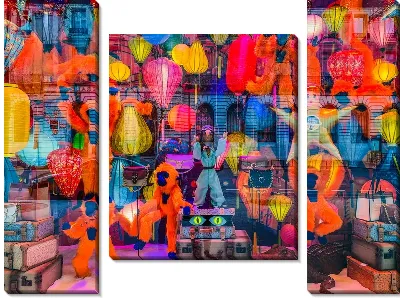 Модульная картина Граффити с обезьянами