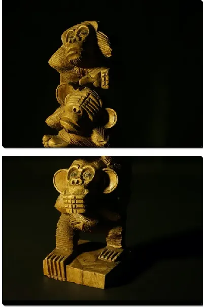 Модульная картина Скульптура из 3 обезьян