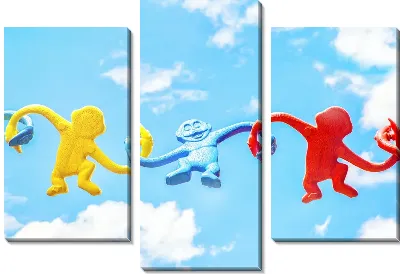 Модульная картина Три обезьяны в небе
