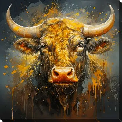 Картина маслом Бык в стиле мастихин №21