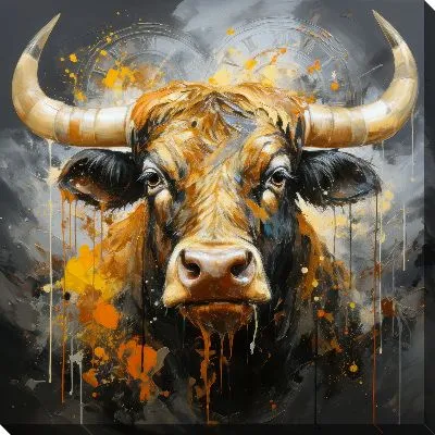 Картина маслом Бык в стиле мастихин №22