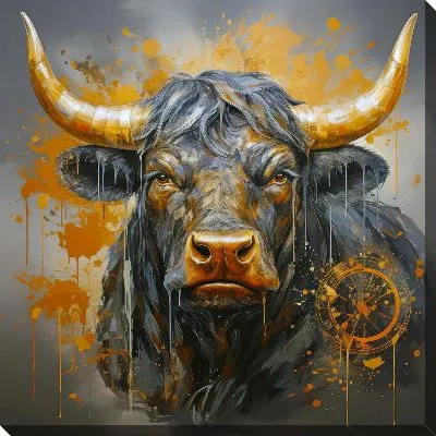 Картина маслом Бык в стиле мастихин №23