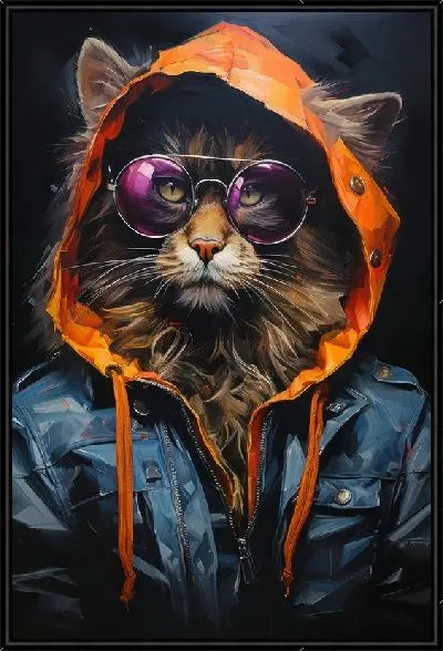 Картина Кот в очках и одежде