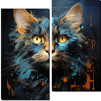 Модульная картина Кот в стиле мастихин №30