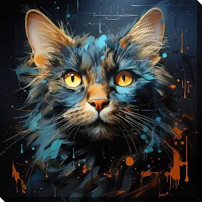 Картина маслом Кот в стиле мастихин №30