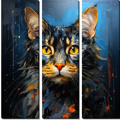 Модульная картина Кот в стиле мастихин №31