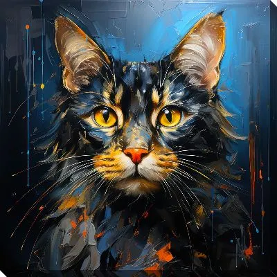 Картина маслом Кот в стиле мастихин №31