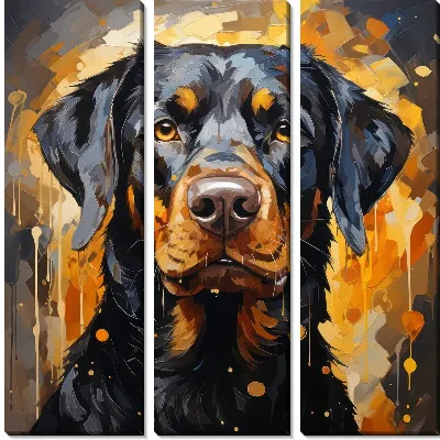Модульная картина Собака в стиле мастихин №41