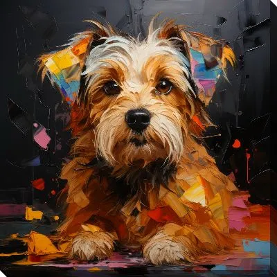 Картина маслом Джек Рассел терьер в стиле мастихин