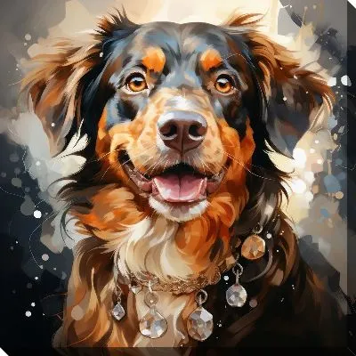 Картина маслом Собака с украшением