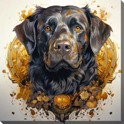 Картина маслом Золотой пёс