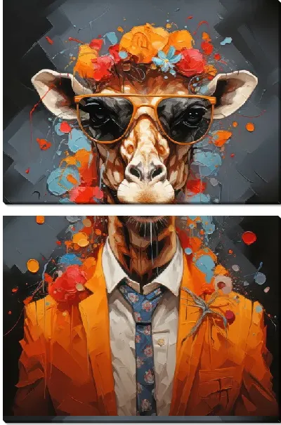 Модульная картина Жираф в солнечных очках