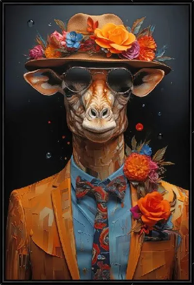 Картина Жираф в шляпе с цветами