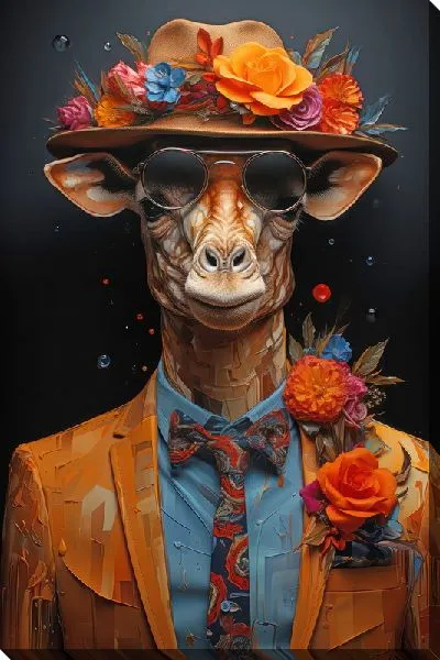 Постер Жираф в шляпе с цветами