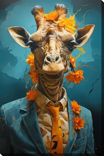 Картина маслом Жираф в синем пиджаке