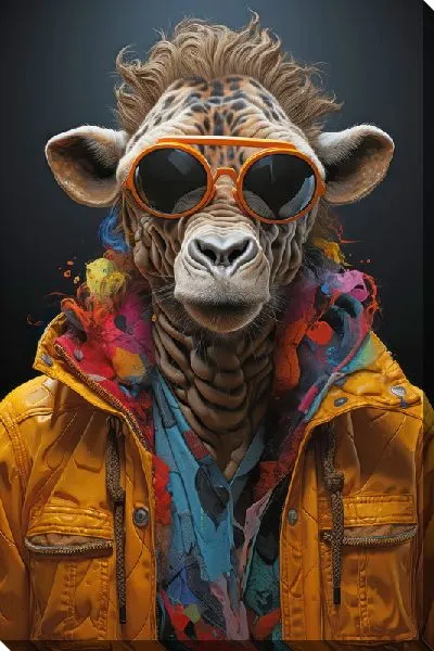Картина маслом Модный жираф в очках №2