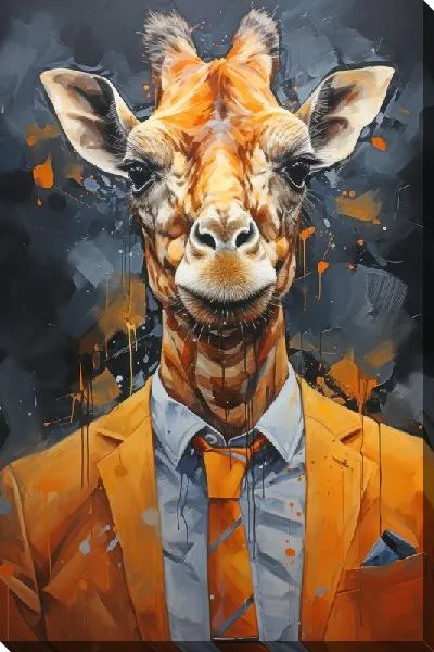 Картина маслом Жираф с желтым галстуком