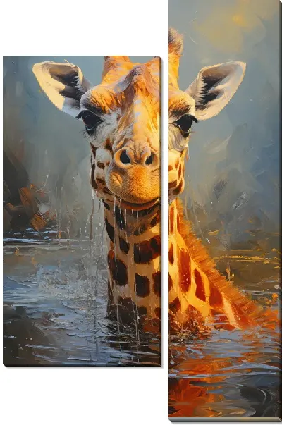 Модульная картина Купающийся жираф