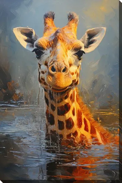 Постер Купающийся жираф