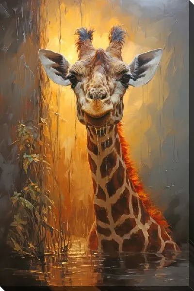 Постер Жираф купается