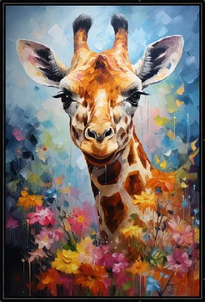 Картина Жираф с цветами