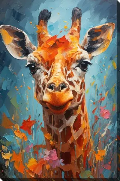 Картина маслом Жираф в стиле мастихин