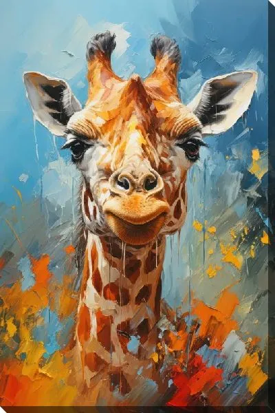 Картина маслом Жираф в стиле мастихин №3