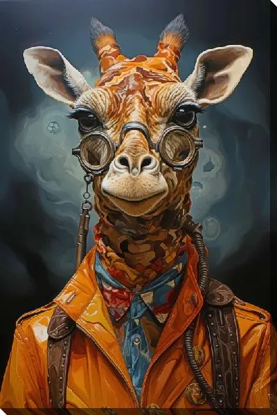 Картина маслом Жираф в круглых очках