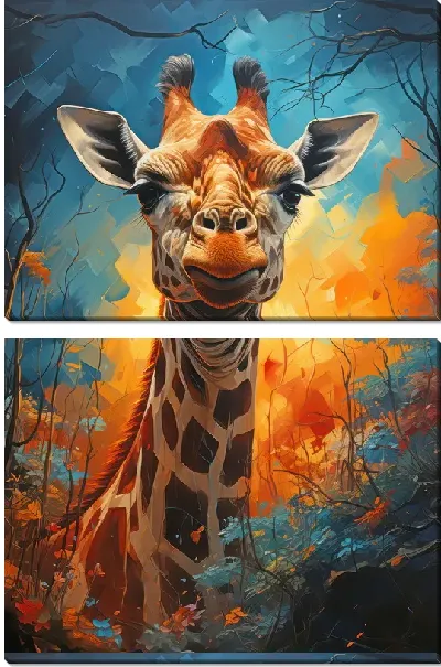 Модульная картина Жираф в стиле мастихин №7