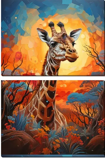Модульная картина Жираф в стиле мастихин №71