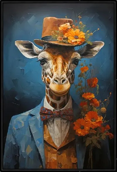 Картина Яркий портрет жирафа в шляпе