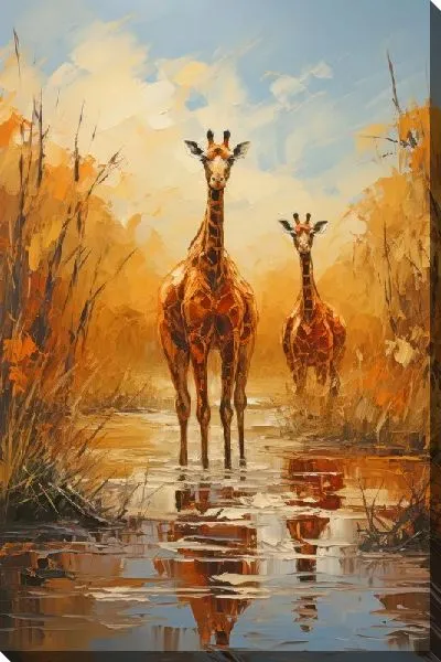 Картина маслом Два жирафа в стиле арт