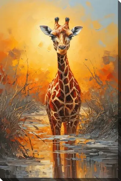 Картина маслом Жираф в воде