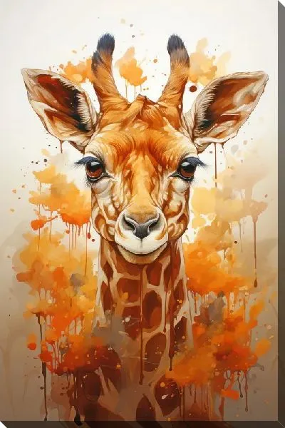 Картина маслом Жираф в стиле акварель