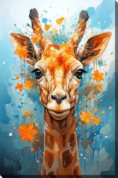Картина маслом Жираф в стиле акварель №2