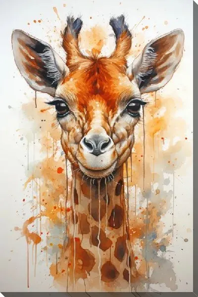 Картина маслом Жираф в стиле акварель №4