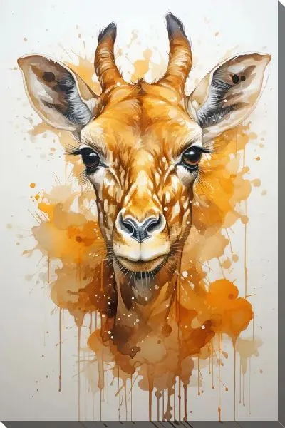 Картина маслом Жираф в стиле акварель №5