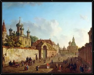 Картина Москва. Вид от Лубянки на Владимирские ворота (View from the Lubyanka, Moscow at Vladimir Gate)