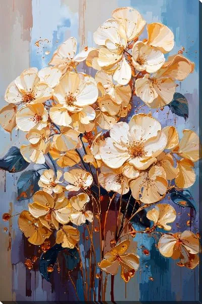 Картина маслом Золотые гортензии