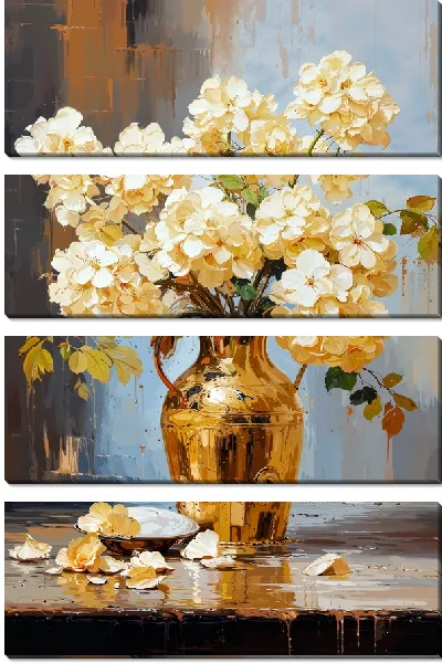 Модульная картина Золотые гортензии №4