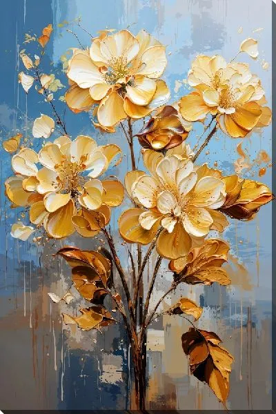 Картина маслом Золотые гортензии №5