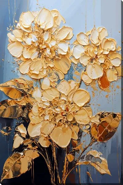 Картина маслом Золотые гортензии №7